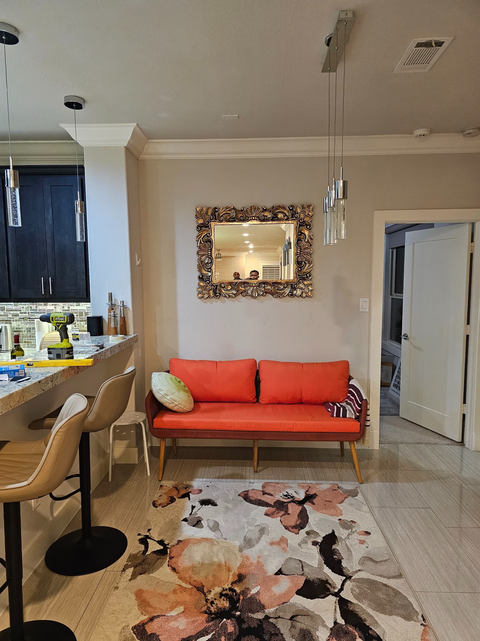 Freshly painted and lit interior space